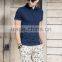 SZXX New Custom Slim Fit Pure Blue Cotton Men Blouse Polo Shirt
