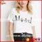 100% Cotton crew neck cropped cut graphic tee women custom t-shirt