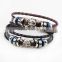 XP-LB-2178 Metal skull Wrap Wholesale Fashion Leather Bracelet with skull accessories