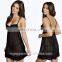 Tia back black ruffle detail sheer ladies night dress sex baby doll swing set