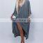 Cotton Dolman Sleeve Loose Fit Slit Kaftan Casual Long Dresses Beach NT6714