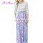 Fast Delivery 3/4 Sleeve Tie Waist Maxi floral autumn woman one piece dress latest