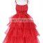 Grace Karin Spaghetti Straps Flower Girl Princess Bridesmaid Wedding Pageant Red Cake Dress CL010404-1