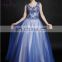 2016 new arrival design bead tull sexy backless royal blue western style quinceanera dresses