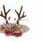 Wholesale boutique rose cute little girls antler flower christmas headband for kids handmade baby headbands