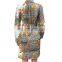 2021 hot sale Belted shirt long-sleeved single-breasted lapel printed shirt dress