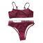 Women two Piece Swimsuit Female Sexy bikini solid color Swimwear Women Beachwear bikini