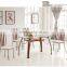 Modern Home Dining Room Furniture 6 Seat Soildwood Glass Dinning table set leather and metal dinning chairs