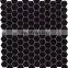 Foshan Hexagon Shape Marble Texture Glass Mosaic Tile Black Color Hot Melting Glass Mosaic Tile
