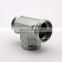 1/4  inch  1/8 inch  G1 Unf Thread Hydraulic Pipe Adapter  90 Degree Elbow Stainless Steel Three Ends Male Pipe Tee