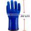 Long Sleeve Cassimere Fleece Lining Thermal Orange Sandy PVC Fully Dipped Waterproof Fishing Gloves for Winter