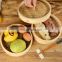 Eco-friendly Natural Round Shape Bamboo Dumpling Basket Chinese Mini Bambu Basket Cooker Dim Sum Sweetcorn Steamer