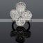 Fancy Lady Jewelry Clover Leaf Design CZ Stones Wedding Deluxe White Gold Ring