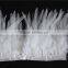 Bleached Pattern White Rooster Tail Feather Trim Ribbon For Wedding Dress Accessories