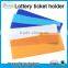 Thumb notch plastic ticket holder, coupon holder, PVC Play slip holder