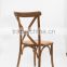 Sellable stackable wooden Cross back wedding chair with rattan cushion
