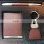 Leather and Steel Executive Gift Set - Pen, Keychain, Business Card Holder