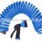 25 FT COIL HOSE & SPRAY NOZZLE COMBO GARDEN LAWN YARD WATERING SPRINKLER