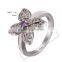 Lovely Fashion Jewelry Four Leaf Clover Shaped Inlay Rhinestone Women Wedding Ring