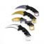New Arravial Tactical Karambit Hunting Combat Knife with laser painting on titanium coating