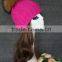 Winter Fur Pompon Hats Knitting Wool Hat Female High Quality Knitted Hat With Ball Top For Women