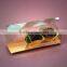 Rectangular clear PET plastic candy boxes with a gold bottom