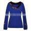 Ethnic Style Embroidery Contrast Color Puff Sleeve T Shirt For Women L1309