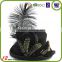 Black Top Hat With Metal Glasses And Plumage Decorative Luxury Hat