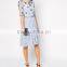 Elegant tulle fashion beaded light blue young girls casual dress