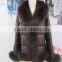 2015 new arrival black down jacket with real fox fur trim