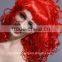 Crazy red color party wig, Halloween wig with horn
