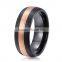 Tungsten carbide ring 2016 domed surface rose gold and black two-tone plated tungsten ring blank 2~12mm customized width