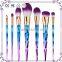 Wholesale high quality 7pcs rainbow handle cosmetic makeup brush set for women