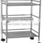 Elegant Looking 3 Tiered Color Glass Food Serving Trolley