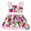 Pink Bowknot Flowers Summer Girl Dress New Style Low Back Cut Design Baby Party Dresses