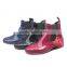 unique decoration shiny Red black navy chelsea rain boot women