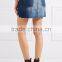 Wholesale Women Apparel Newest Patchwork Soft Denim Raw Hem Mini Mix Skirt(DQE0374SK)