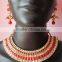 Crystal Ruby Bollywood necklace jhumka EARRING Set