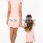 High Quality Pink Ruffles Sleeves Mommy And Baby Matching Short Frock Designs Dress Women Casual