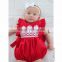 Baby Girls Christmas Red Bubble Infant Baby First Christmas Lace Rompers Clothing