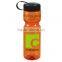 USA Made 28 oz Transparent Sports Bottle With Tethered Lid - BPA/BPS-free, FDA compliant and comes with your logo
