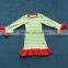 2015 baby christmas deresses greem stripe red ruffle baby long sleeve dress YW-161