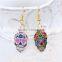 New Fashion Cheap Gold Plated Multicolor Halloween Sugar Skull Earrings