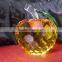 Yellow Optical K9 Crystal Round-polished Apple With Stand for Business Souvenirs;Decorative Luxuriant Apple Award Paperweight