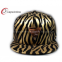 Gold Zebra Pattern Printing Flat Brim Baseball Hats With Gold Matel Logo