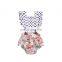 Newest white polka dot top floral pattern Lower half romper for cute baby girls