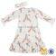 Wholesale Baby Girls Pink Flower Deer Ruffle Wear Frock Cute Kids Children Party Dresses.