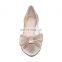 Ladies high quality low price heels golden color with bow tie pumps sandals shoe (sandalias mujer) other color options available