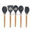 Beech handle silica gel kitchen appliance set kitchen utensils 5 pieces non-stick pan spade silica gel kitchen appliance
