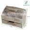 Eco Friendly Rectangular Vintage Rustic Torched Organizer Wooden Office Desk Organizer